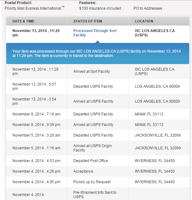 USPS Product Tracking Information - that doesn't seem to explain the delay